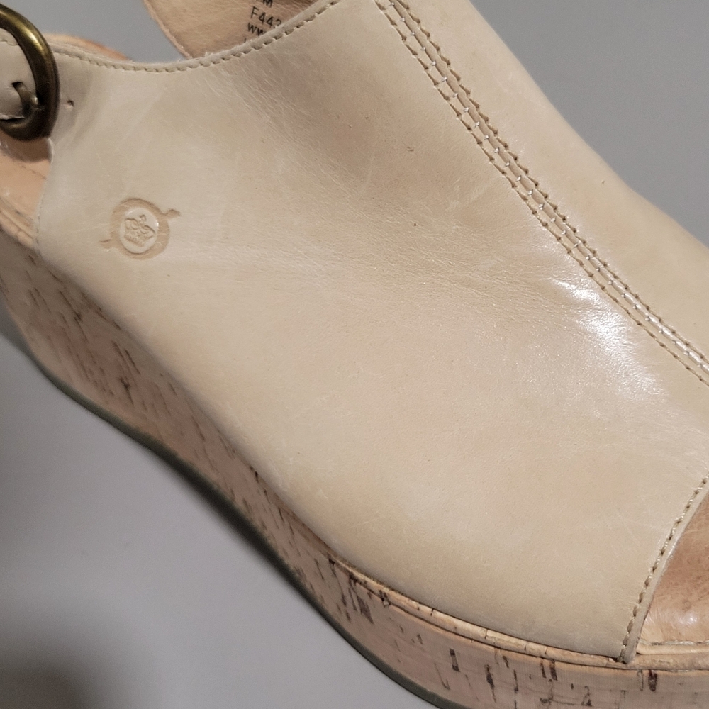Neutral Beige Cork Wedge Sandals - Women - Picture 15 of 16